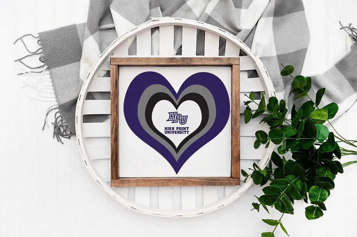 High Point University 12x12 Heart Wood Framed Sign Wall Art & Signs
