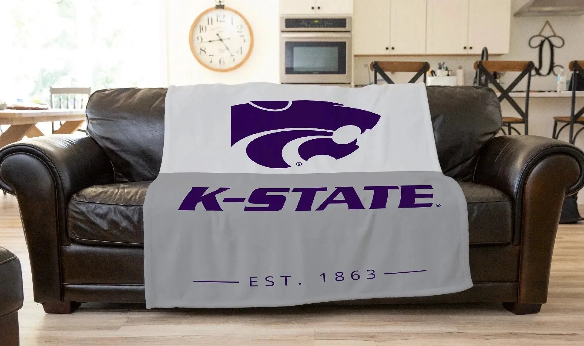 Kansas State University XL 60x80 Sherpa Blanket - Color Block Throw Blankets