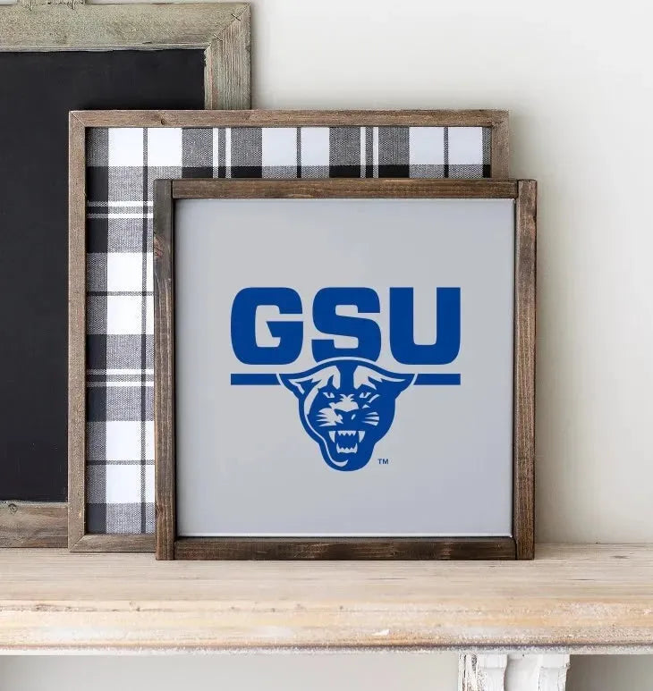 GSU 12x12 Wood Framed Sign - Gray Wall Art & Signs