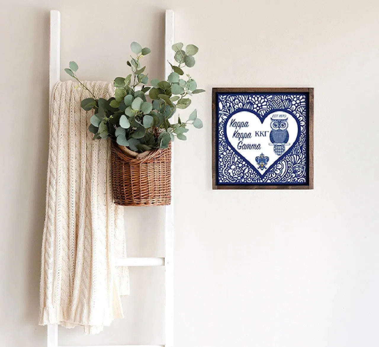 Kappa Kappa Gamma 12x12 Wood Framed Sign - Mandala Heart Wall Art & Signs