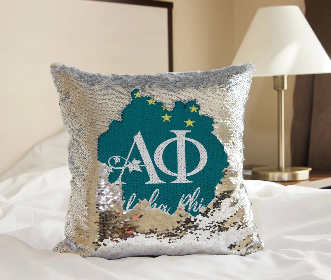 Alpha Phi Sequin Pillow Cover - Aqua Constellation Pillow Covers