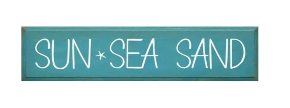 Sun. Sea. Sand. Wood Sign - 9"x36" Turquoise Wall Art & Signs
