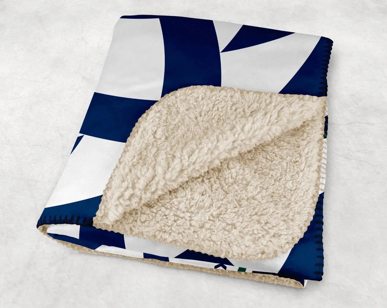 UNCW XL 60x80 Sherpa Throw Blanket - Navy Tribal Throw Blankets