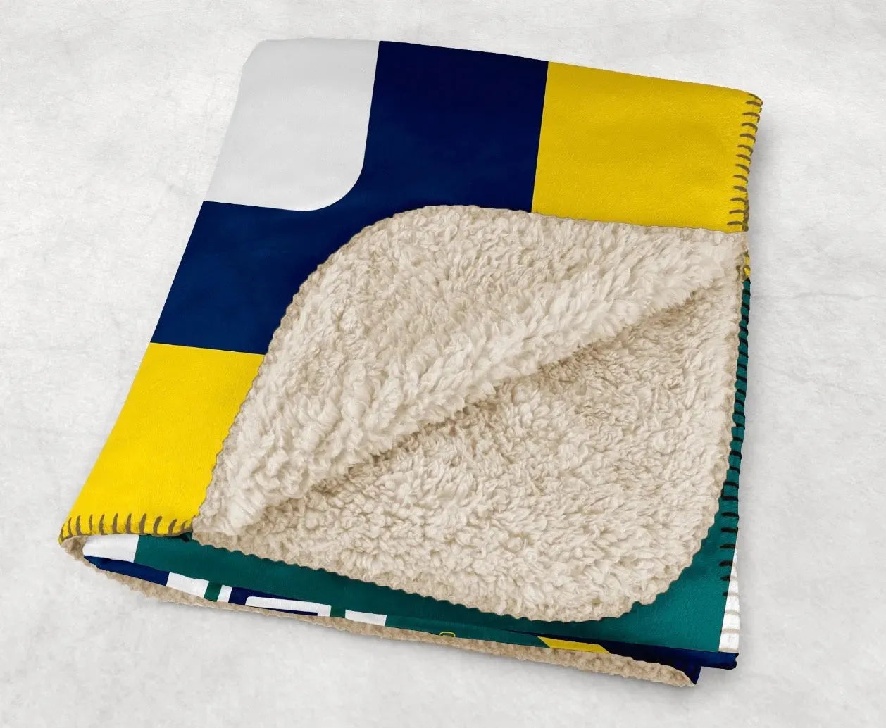 UNC Wilmington XL 60x80 Sherpa Blanket - Color Block Gold Throw Blankets