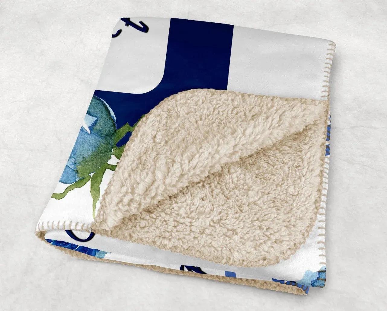 Georgia State University Blanket - Sherpa Blue Roses - 60" x 80" Throw Blankets