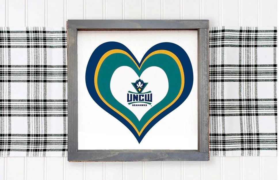 UNC Wilmington Sign - Layered Heart "12"x12" Wall Art & Signs