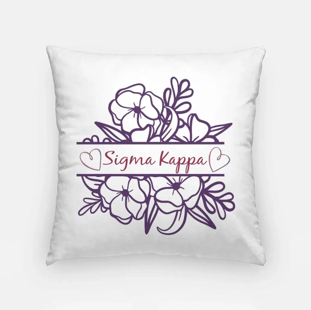Sigma Kappa 18" Throw Pillow Cover - Violet Monogram Frame Pillow Covers