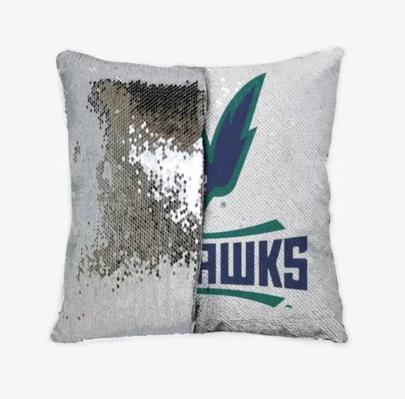 UNCW Seahawks Sequin Pillow Cover Silver Pillow Covers