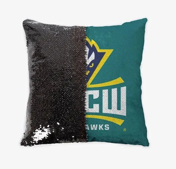 UNCW Seahawk Sequin Pillow Cover Black Pillow Covers