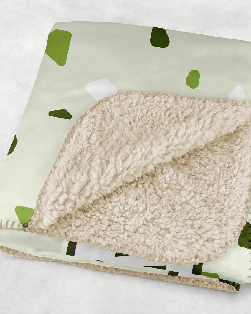 Alpha Chi Omega XL 60x80 Sherpa Throw Blanket Olive Terrazzo Pattern Throw Blankets