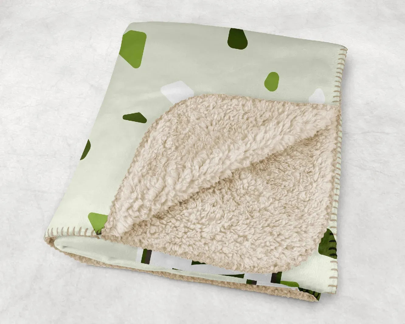Alpha Chi Omega XL 60x80 Sherpa Throw Blanket Olive Terrazzo Pattern Throw Blankets