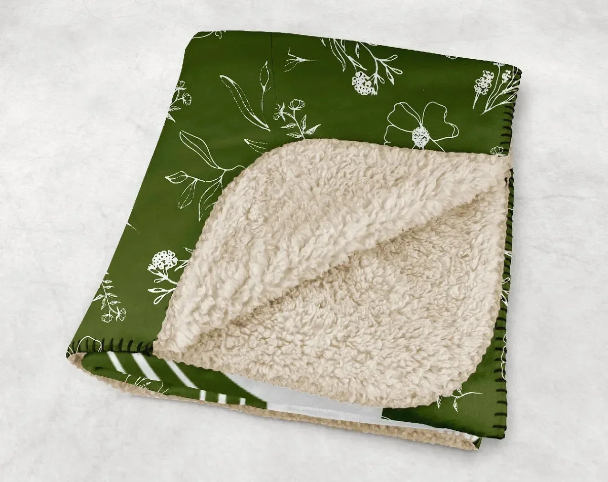 Alpha Chi Omega XL 60x80 Sherpa Throw Blanket - Vintage Floral Throw Blankets