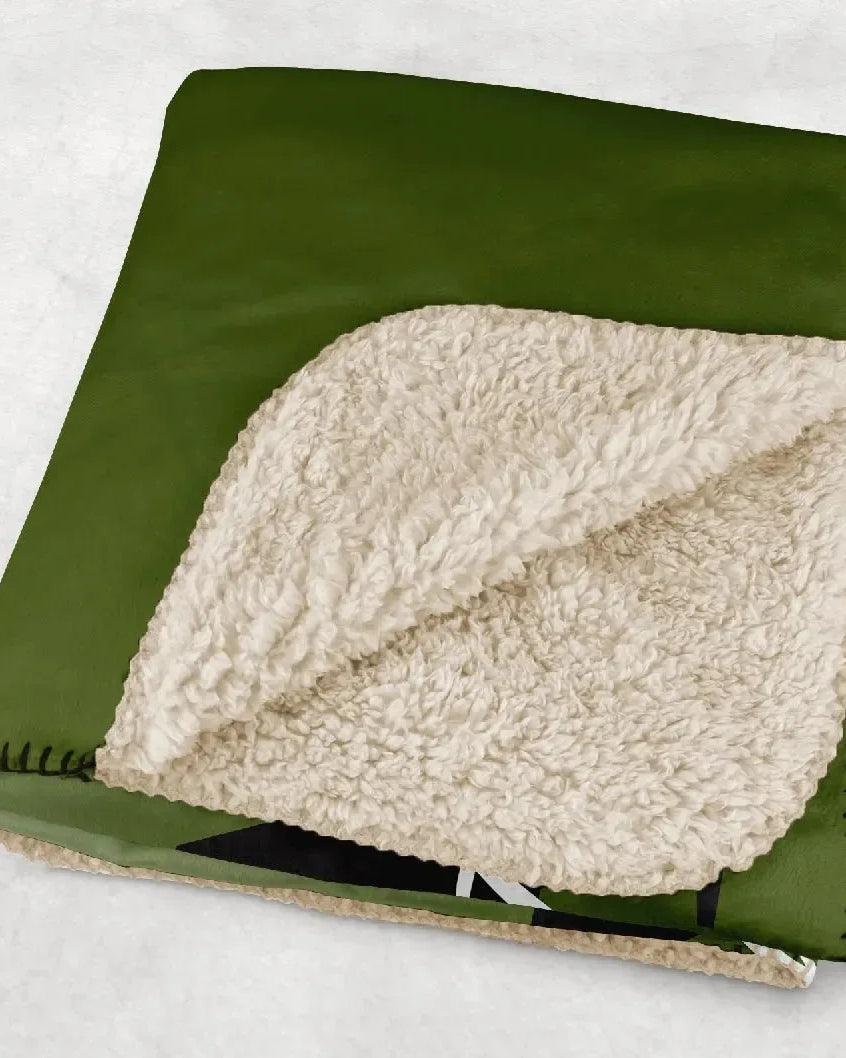 Alpha Chi Omega XL 60x80 Sherpa Blanket - Olive Gradient Throw Blankets