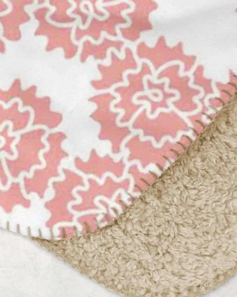 Gamma Phi Beta XL 60x80 Sherpa Throw Blanket - Blush Carnations Throw Blankets