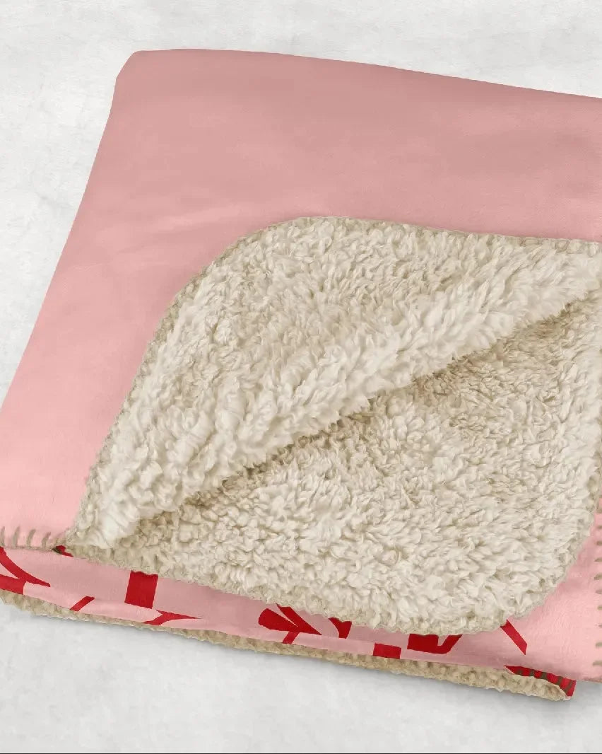 Alpha Chi Omega XL 60x80 Sherpa Throw Blanket - Carnation Monogram Throw Blankets