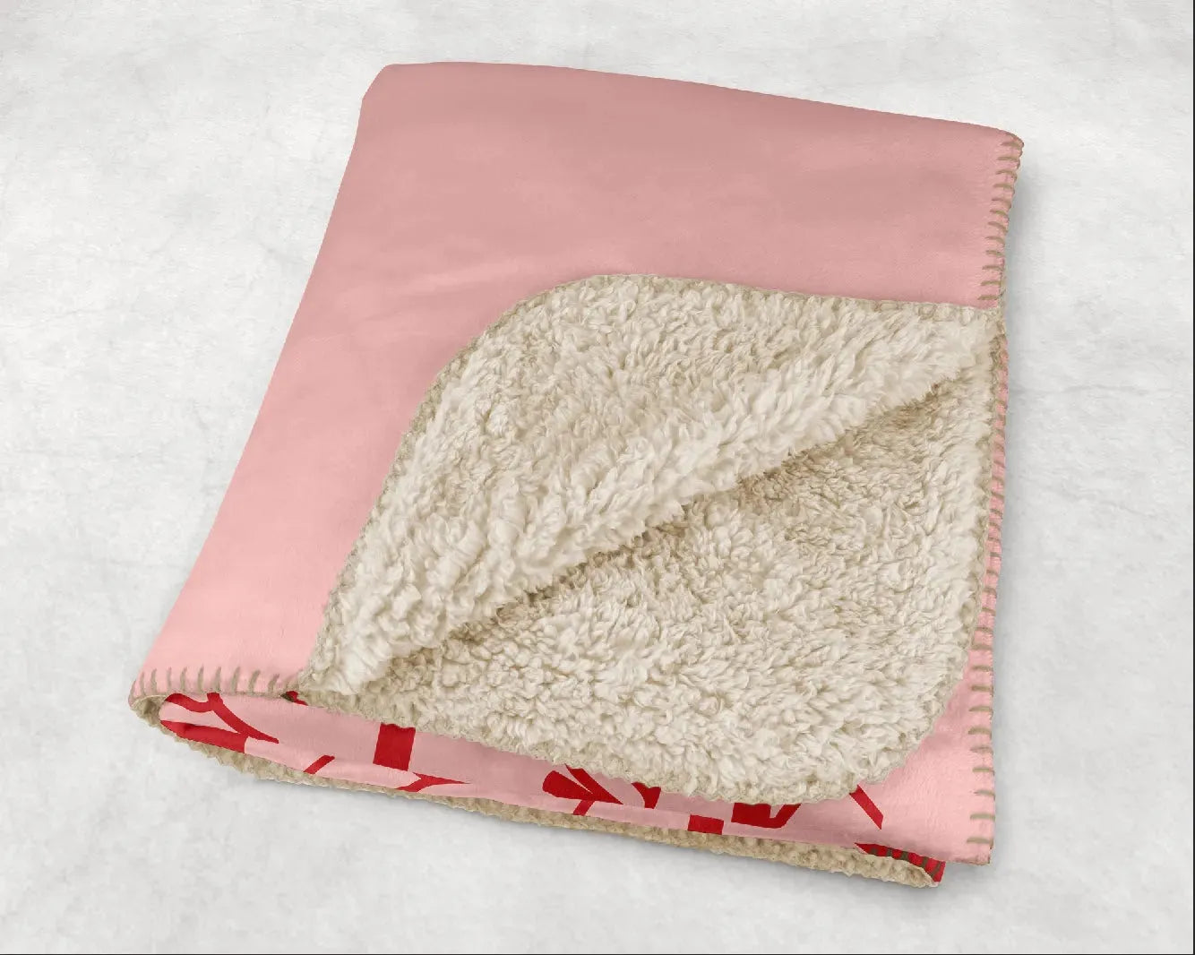 Alpha Chi Omega XL 60x80 Sherpa Throw Blanket - Carnation Monogram Throw Blankets