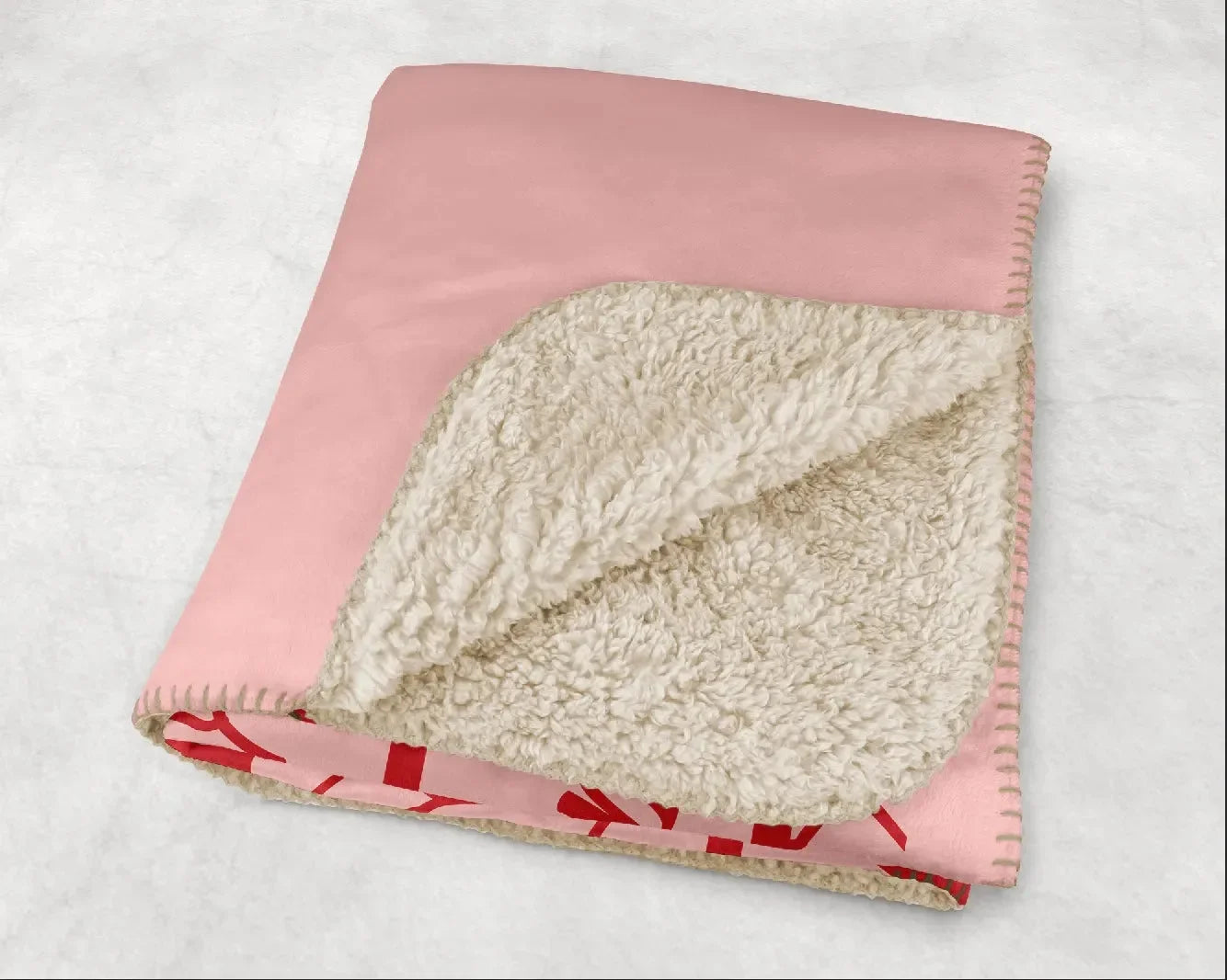Alpha Chi Omega XL 60x80 Sherpa Throw Blanket - Carnation Monogram Throw Blankets