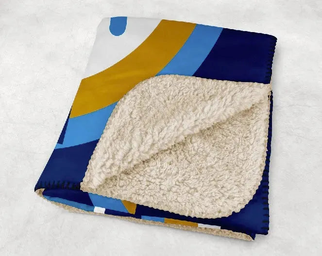 KKG XL 60x80 Sherpa Blanket - Fleur de Key Wide Band Throw Blankets