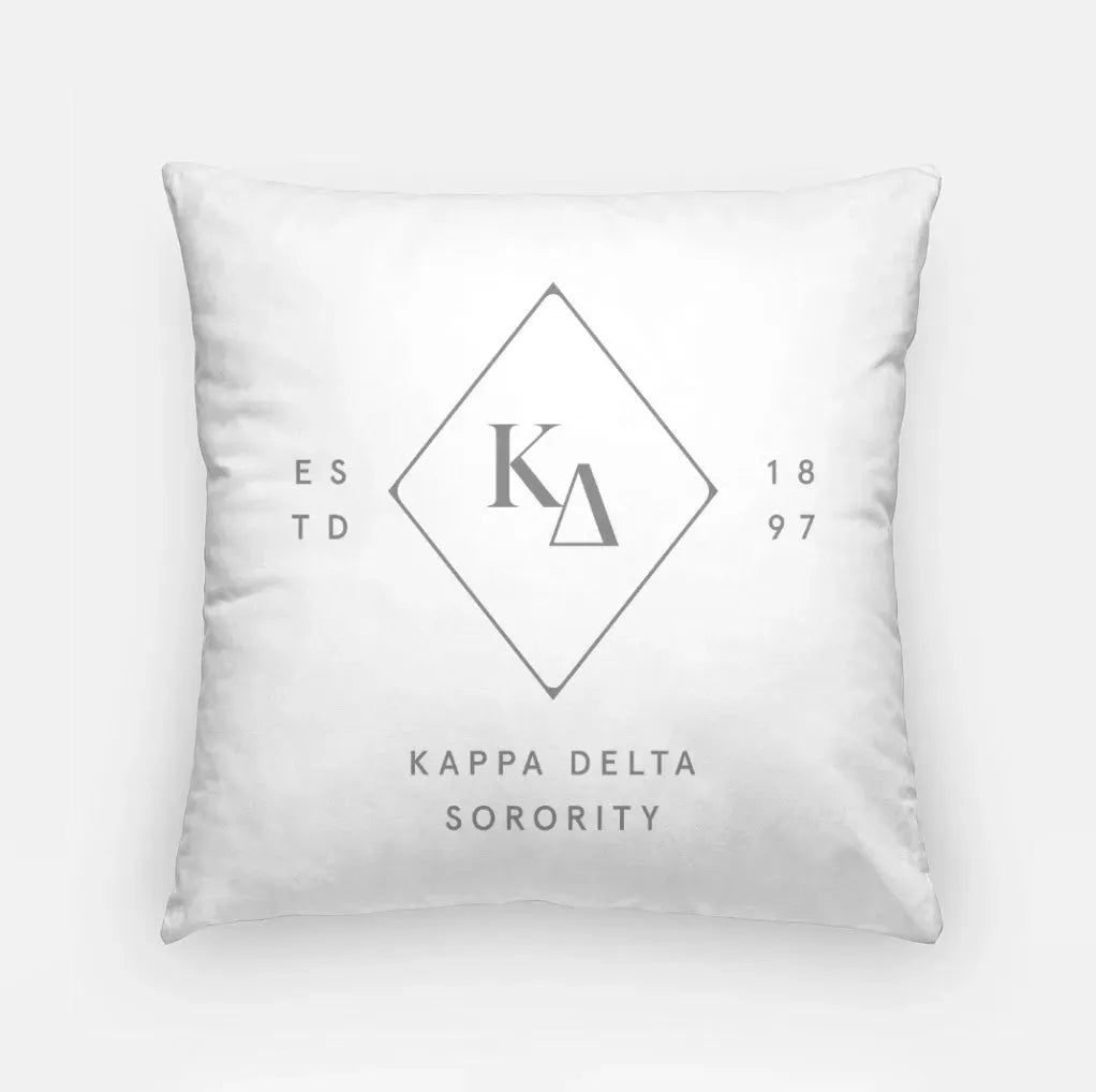 Kappa Delta 18" Throw Pillow Cover - Greek Diamond Soft Gray Pillow Covers