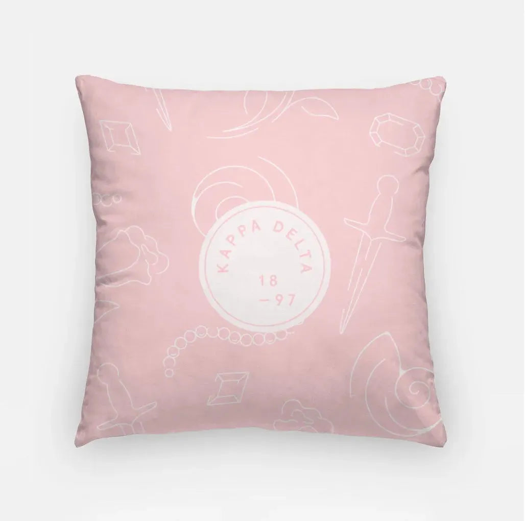 Kappa Delta 18" Throw Pillow Cover - KD Icon Pattern Blush Pink Pillow Covers