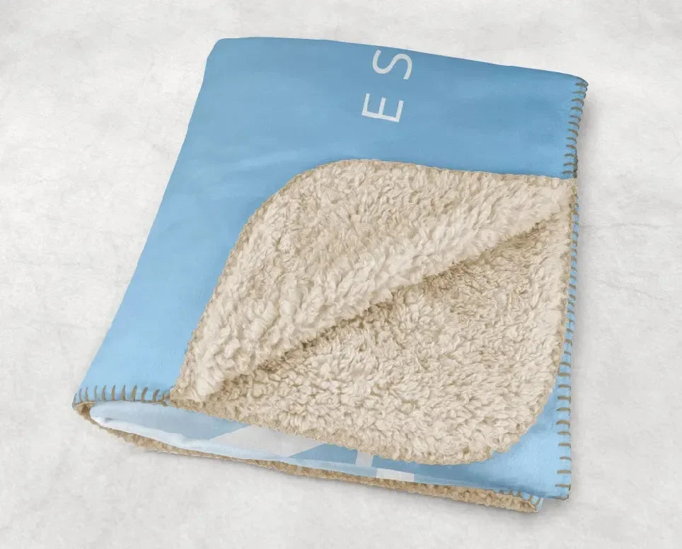 Alpha Xi Delta XL 60x80 Sherpa Throw Blanket - Griffin Blue Gradient Throw Blankets
