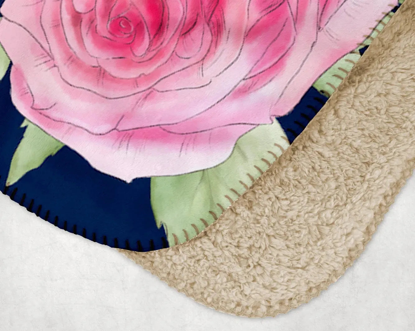 Alpha Xi Delta XL 60x80 Sherpa Throw Blanket - Midnight Rose Throw Blankets