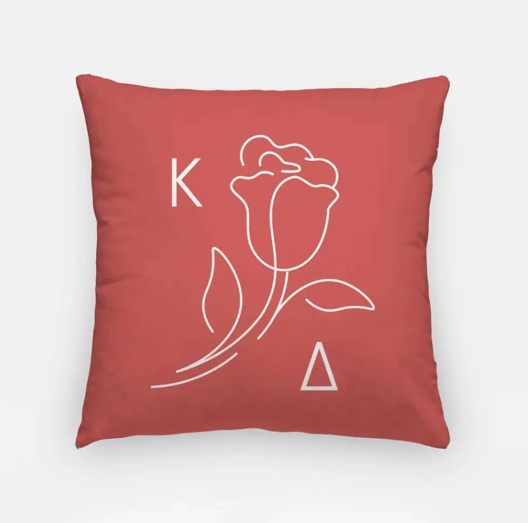 Kappa Delta 18" Throw Pillow - Greek Rose Logo Curious Clay Pillow Covers