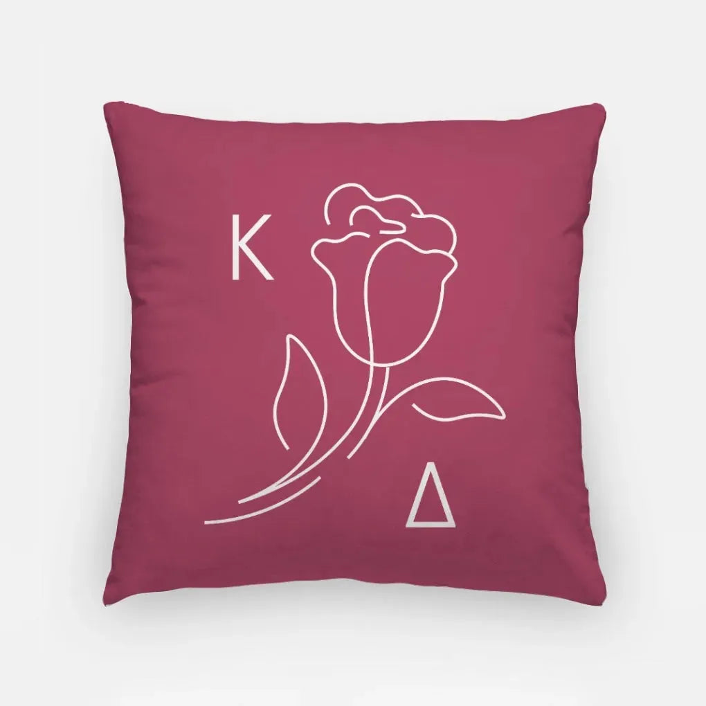 Kappa Delta 18" Throw Pillow - Greek Rose Logo Bold Burgundy Pillow Covers