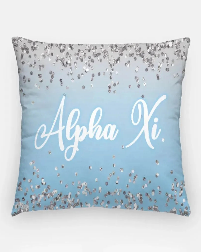 Alpha Xi Delta `8" Throw Pillow Cover - Glitter Griffin Blue Glitter Pillow Covers