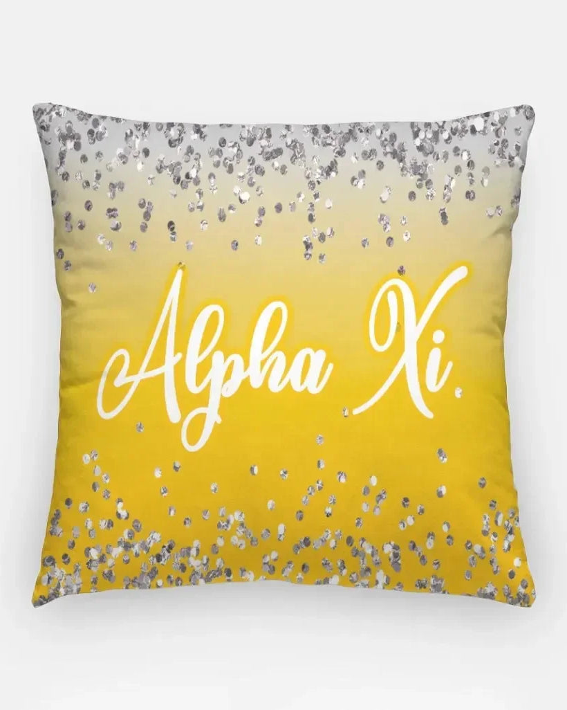 Alpha Xi Delta `8" Throw Pillow Cover - Glitter Gold Glitter Pillow Covers