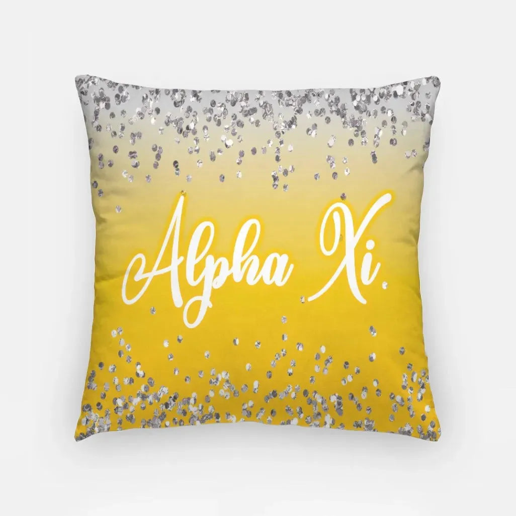 Alpha Xi Delta `8" Throw Pillow Cover - Glitter Gold Glitter Pillow Covers