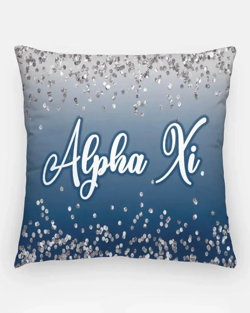 Alpha Xi Delta `8" Throw Pillow Cover - Glitter Blue Glitter Pillow Covers