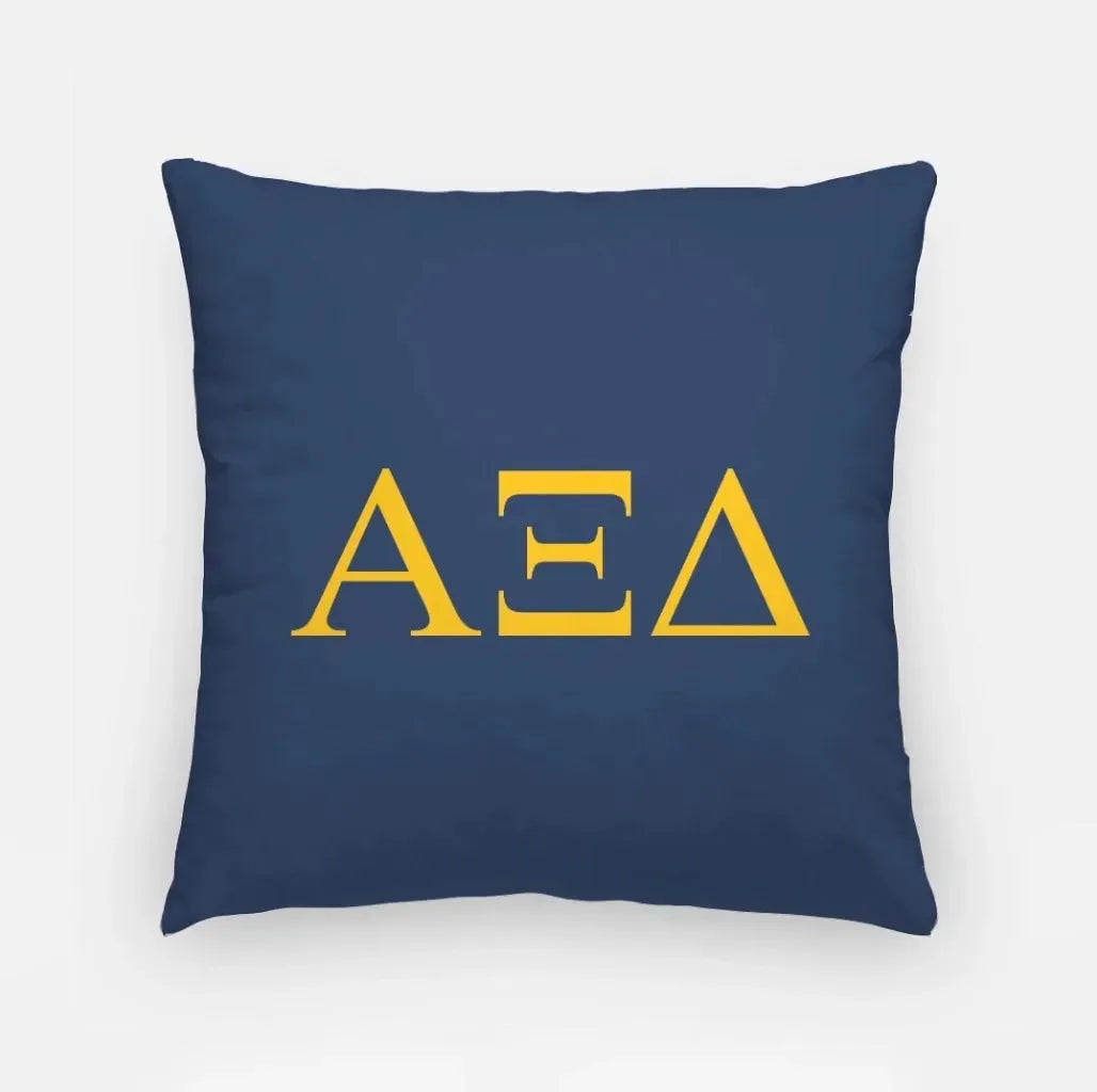 Alpha Xi Delta 18" Throw Pillow Cover - Greek Letters Gold Greek Letters Pillow Covers
