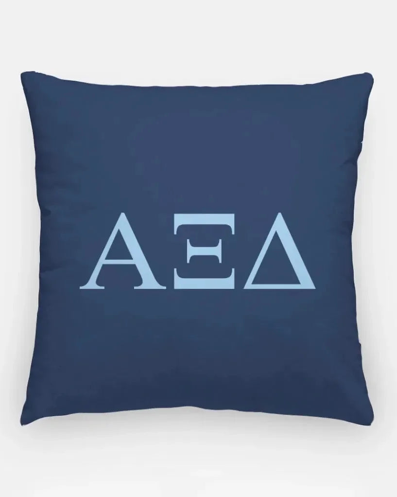Alpha Xi Delta 18" Throw Pillow Cover - Greek Letters Griffin Blue Greek Letters Pillow Covers