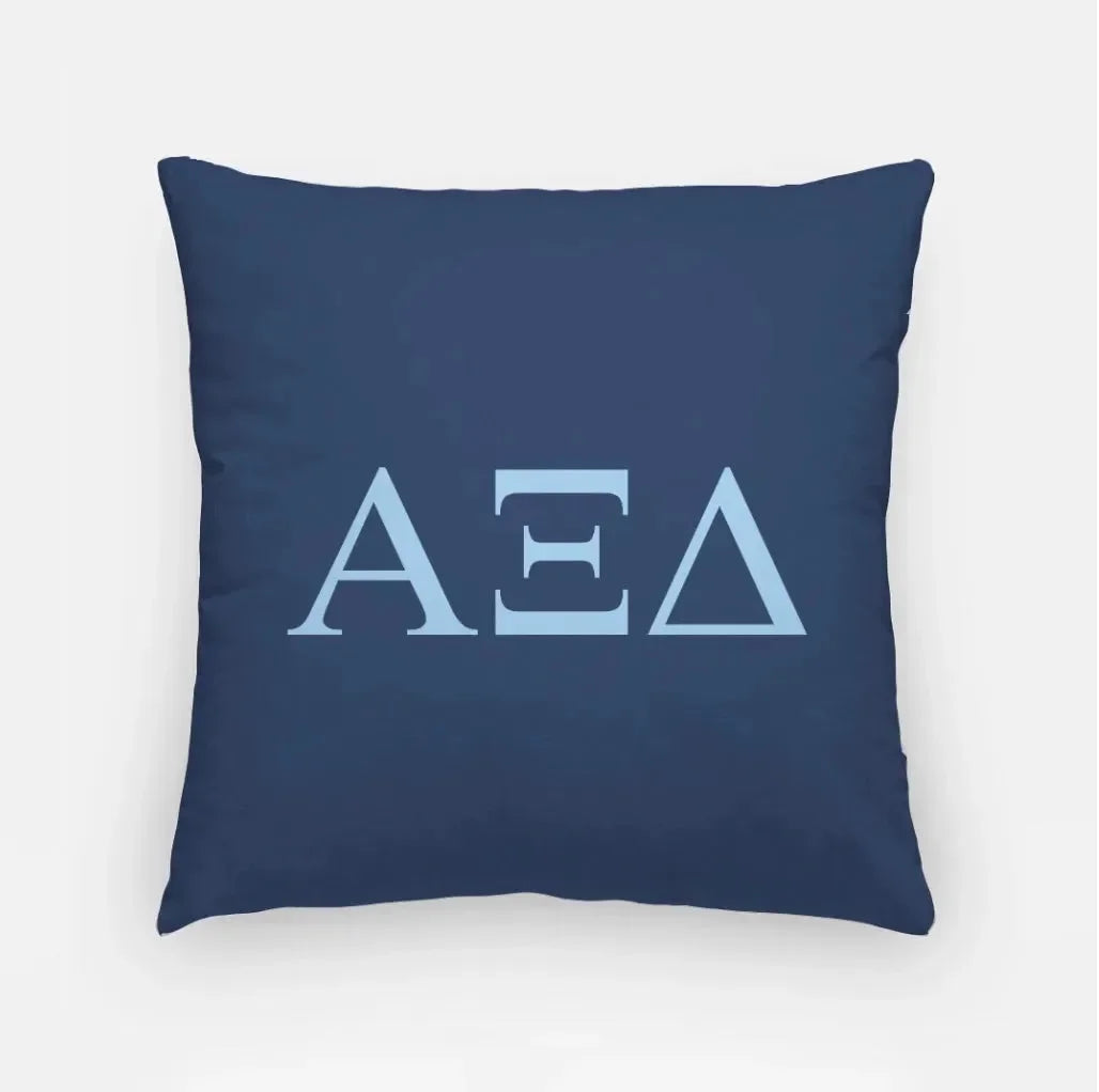 Alpha Xi Delta 18" Throw Pillow Cover - Greek Letters Griffin Blue Greek Letters Pillow Covers