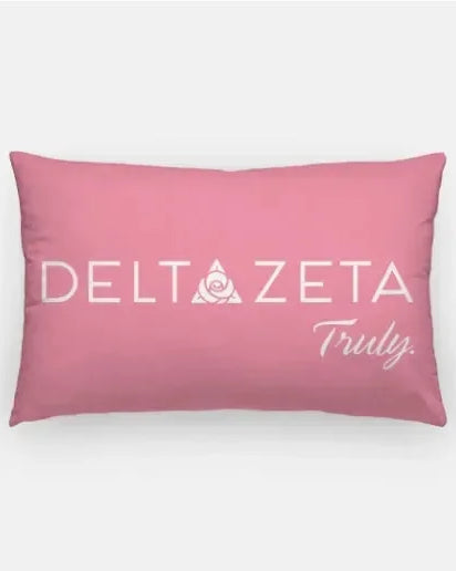 Delta Zeta Traditional Lumbar Pillow Cover - Knockout Pink Pillow Covers