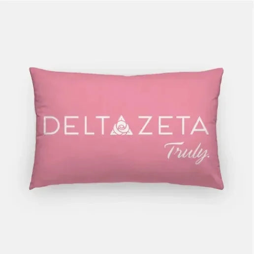 Delta Zeta Traditional Lumbar Pillow Cover - Knockout Pink Pillow Covers