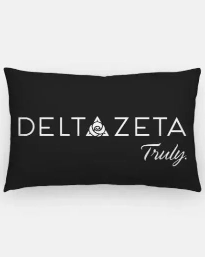 Delta Zeta Traditional Lumbar Pillow Cover - Knockout Black Pillow Covers