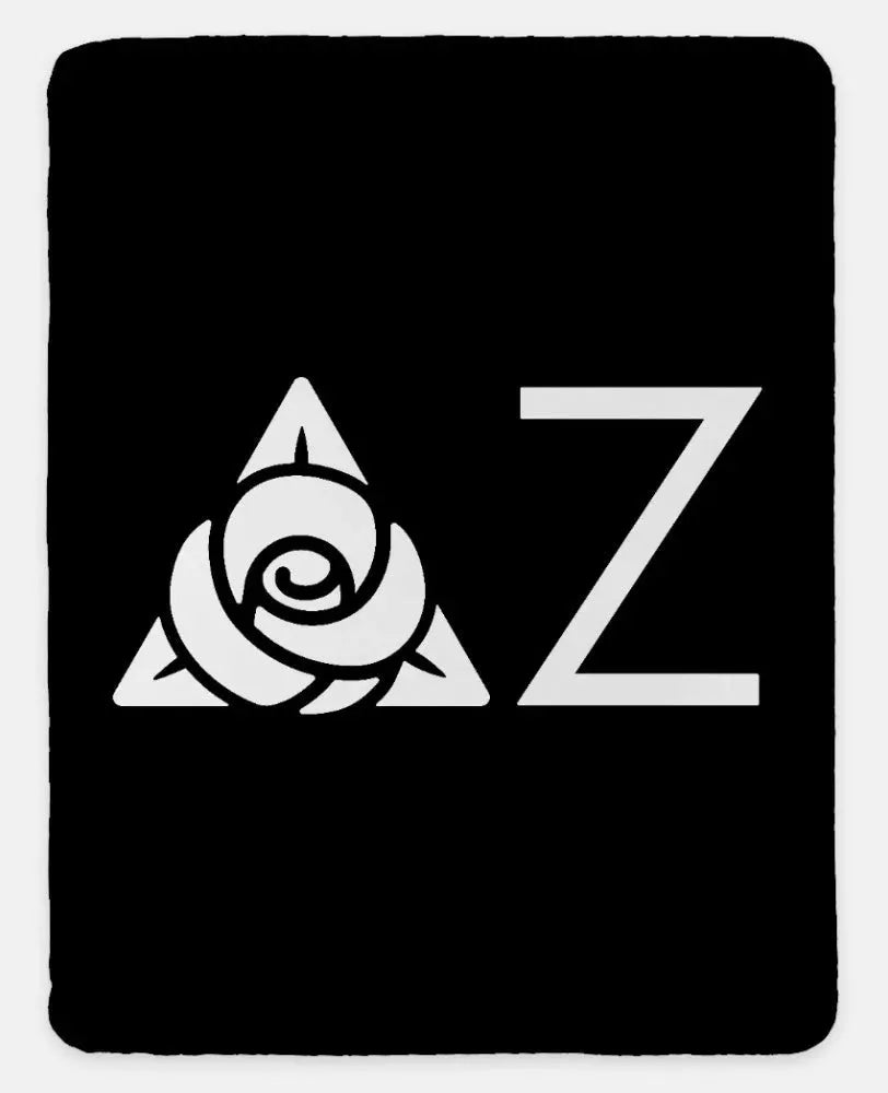 Delta Zeta XL 60x80 Sherpa Blanket - Greek Letters Black Throw Blankets