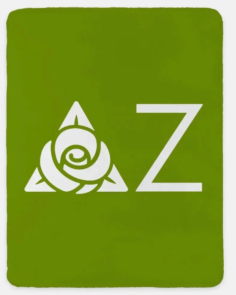 Delta Zeta XL 60x80 Sherpa Blanket - Greek Letters Green Throw Blankets