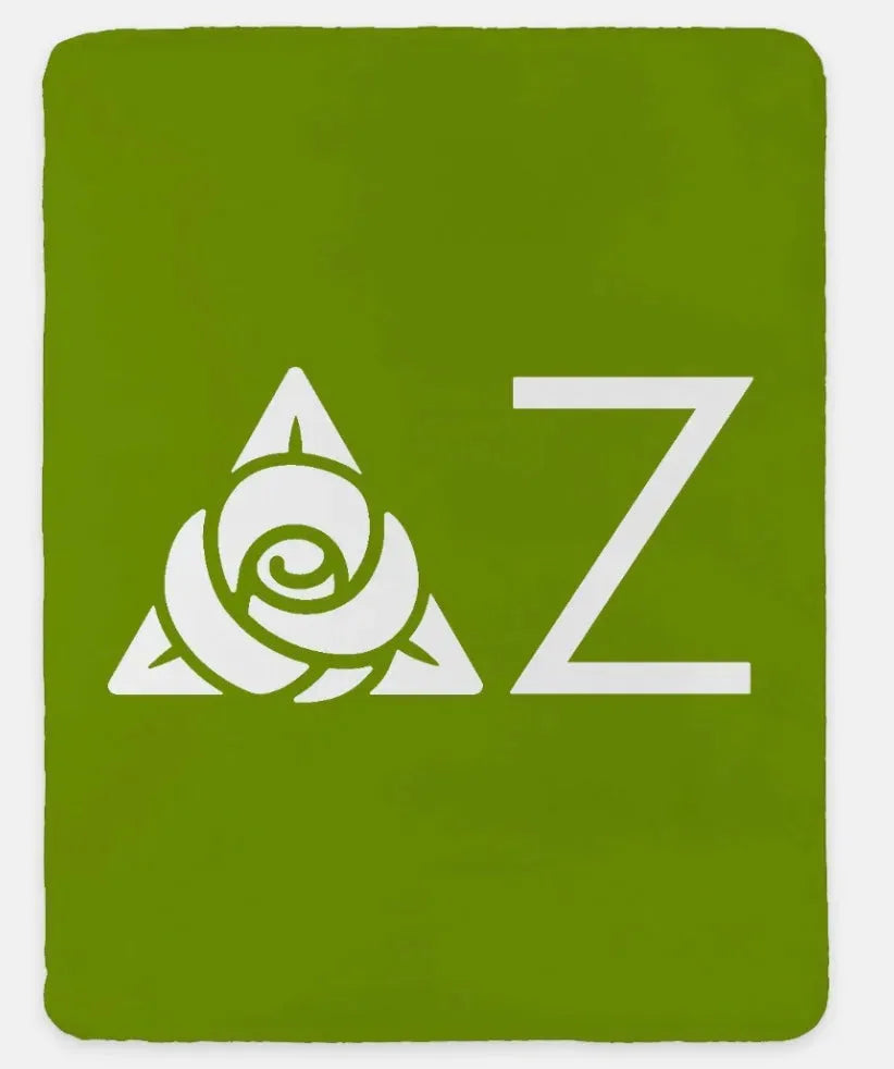 Delta Zeta XL 60x80 Sherpa Blanket - Greek Letters Green Throw Blankets