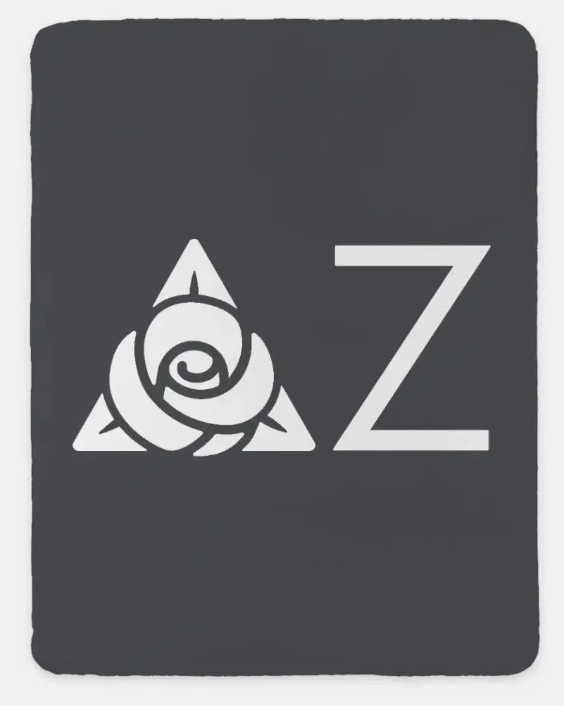 Delta Zeta XL 60x80 Sherpa Blanket - Greek Letters Gray Throw Blankets
