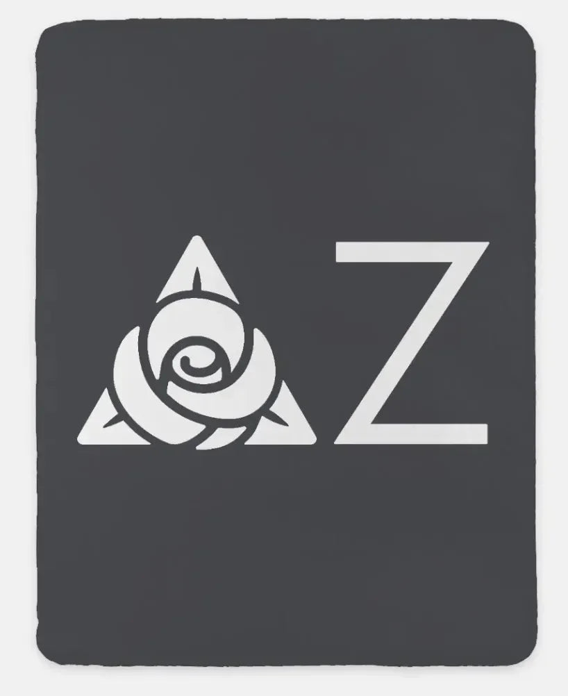 Delta Zeta XL 60x80 Sherpa Blanket - Greek Letters Gray Throw Blankets