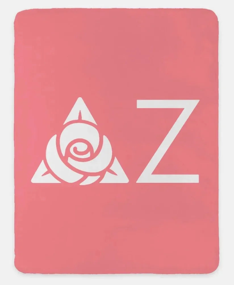 Delta Zeta XL 60x80 Sherpa Blanket - Greek Letters Pink Throw Blankets