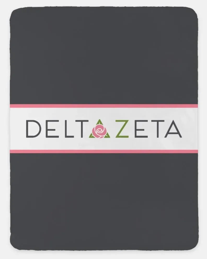 Delta Zeta XL 60x80 Traditional Sherpa Throw Blanket Gray Throw Blankets