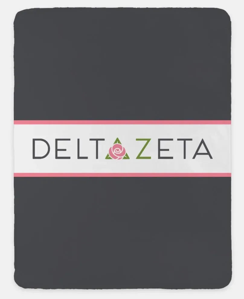 Delta Zeta XL 60x80 Traditional Sherpa Throw Blanket Gray Throw Blankets