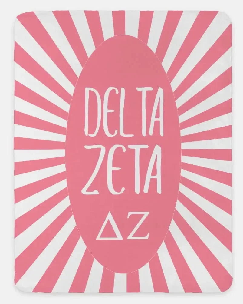 Delta Zeta XL 60x80 Sherpa Blanket - Starburst Pink Throw Blankets