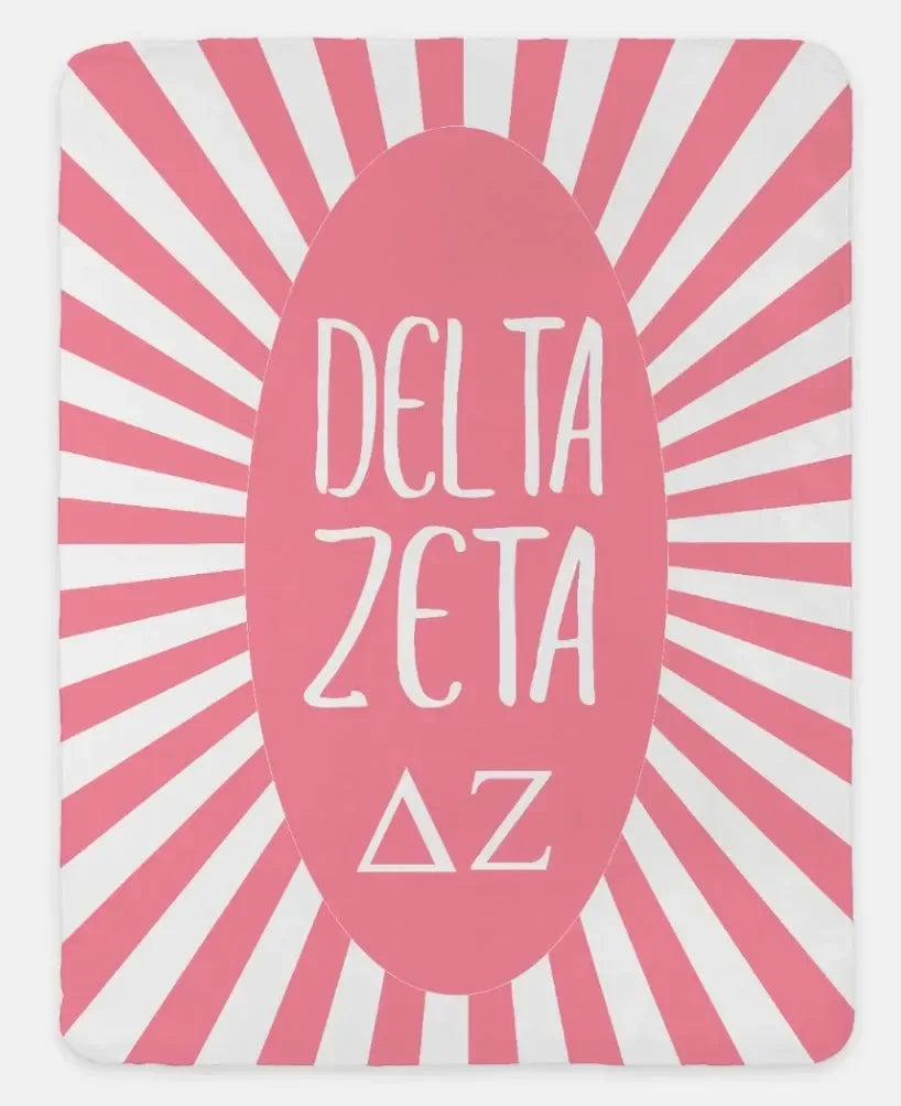 Delta Zeta XL 60x80 Sherpa Blanket - Starburst Pink Throw Blankets