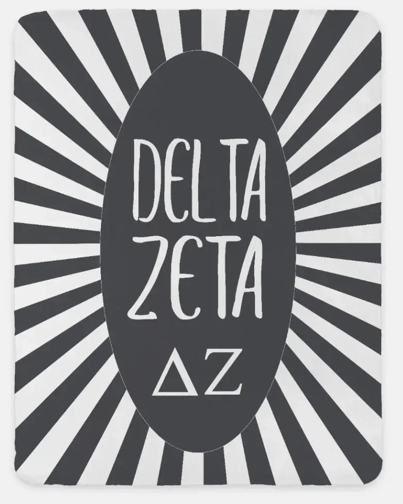 Delta Zeta XL 60x80 Sherpa Blanket - Starburst Gray Throw Blankets