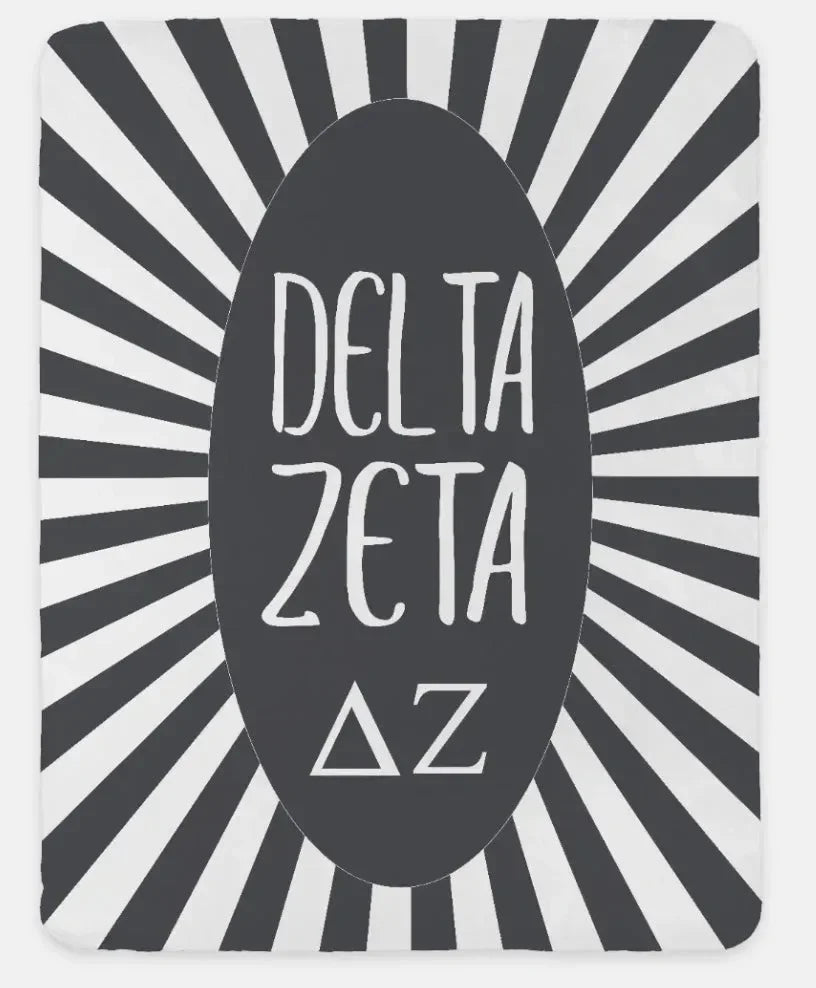 Delta Zeta XL 60x80 Sherpa Blanket - Starburst Gray Throw Blankets